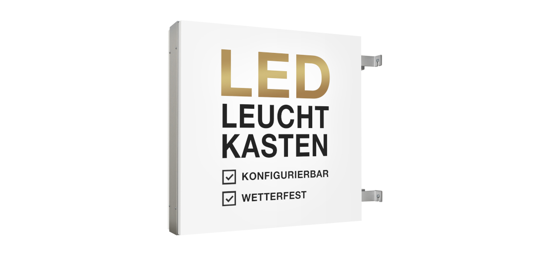 Leuchtkasten beidseitig als Ausleger konfigurieren